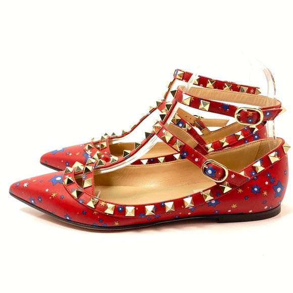 🌷❤️‍🔥SPRING SALE 🔥 FINAL PRICE🌷💥Valentino Garavani Rockstud Star Flats 35.5 - Picture 1 of 7